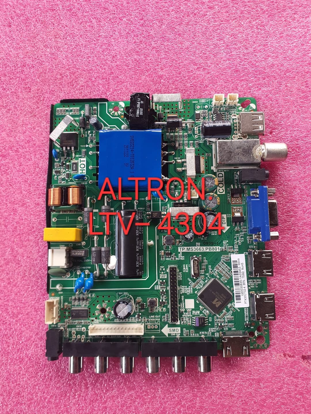 บอร์ดทีวี Altron TP.MS3663.PB801 ใช้กับทีวีรุ่น LTV4303/4304/4305 (560mA/75W/2)